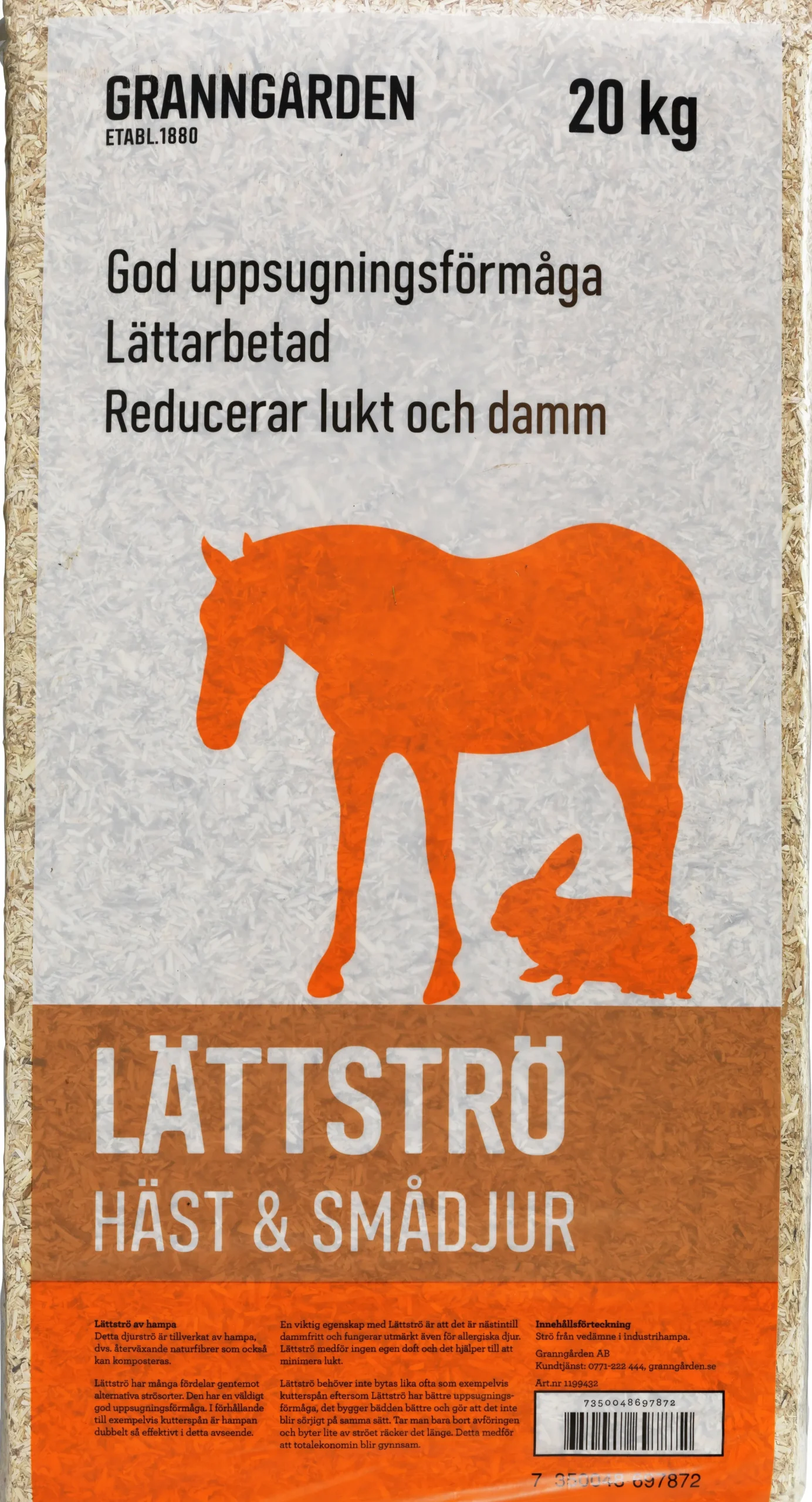 Lättströ Hampa Häst & Smådjur 20kg>Granngården Online