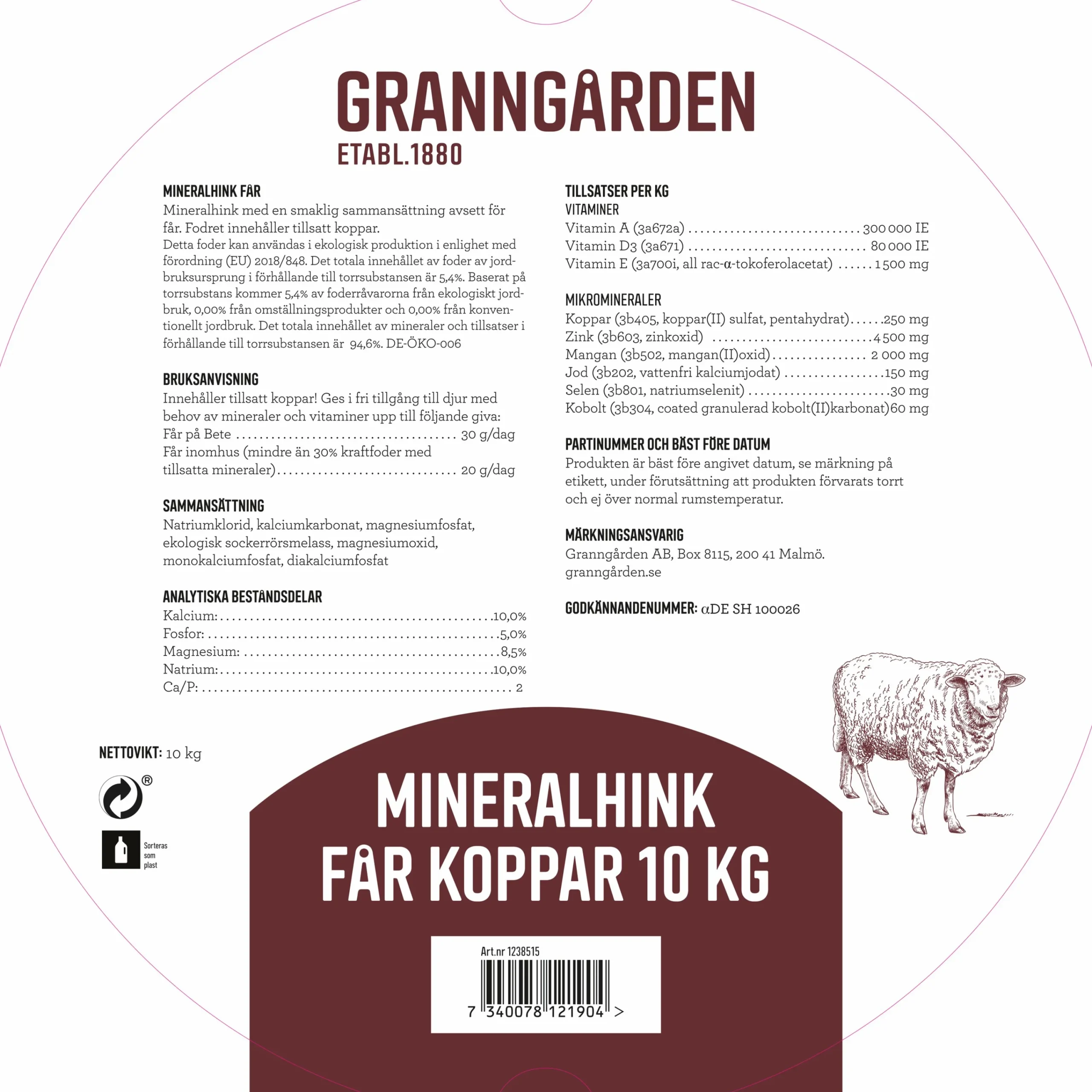 Mineralbalja Får Koppar 10kg>Granngården Discount