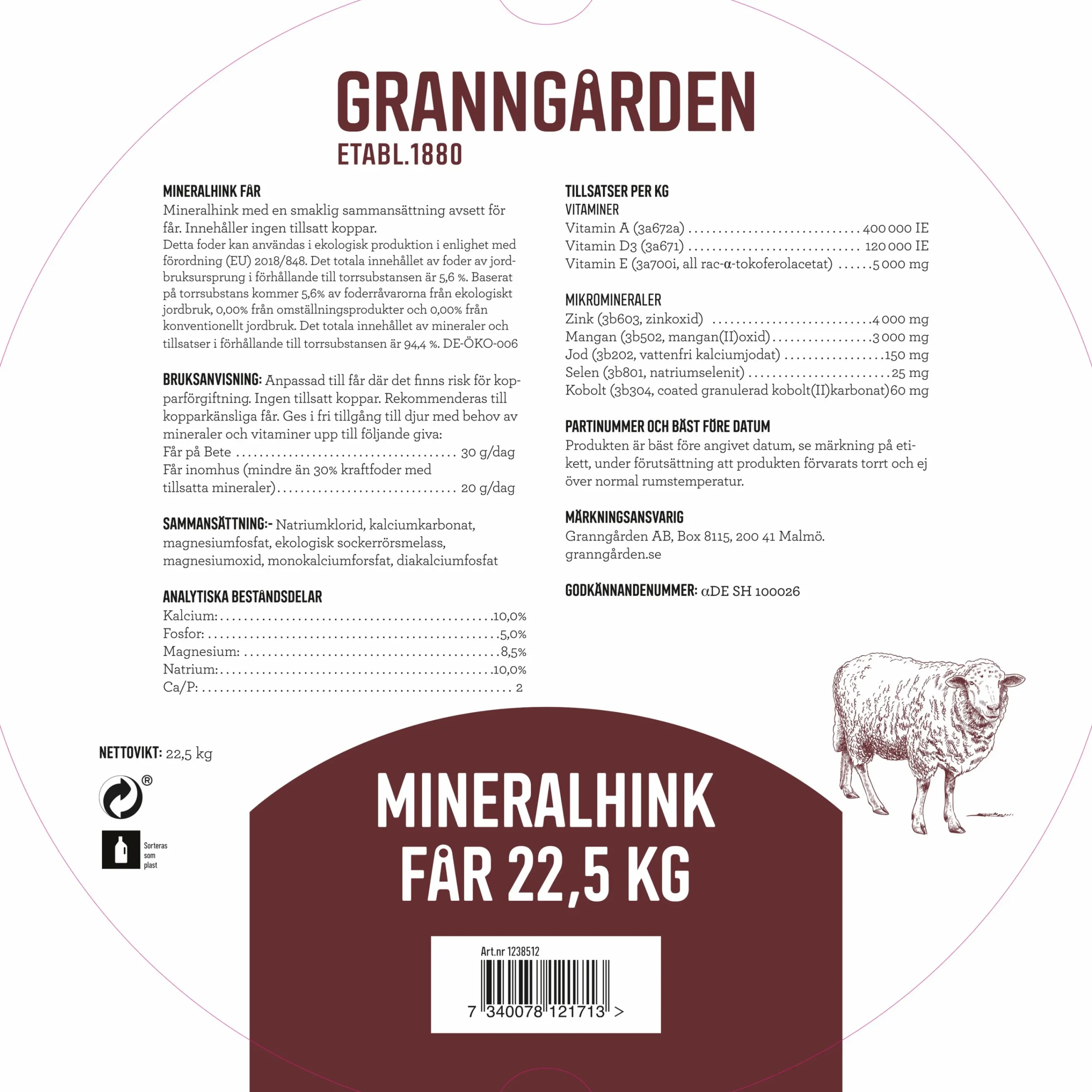 Mineralbalja Får 22,5kg>Granngården New