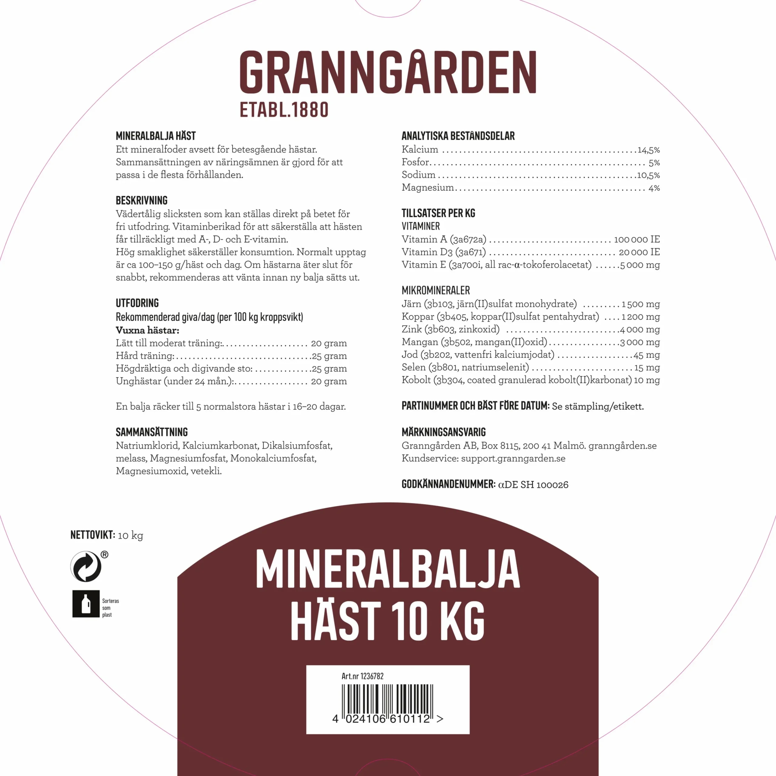 Mineralbalja Häst 10kg>Granngården Clearance