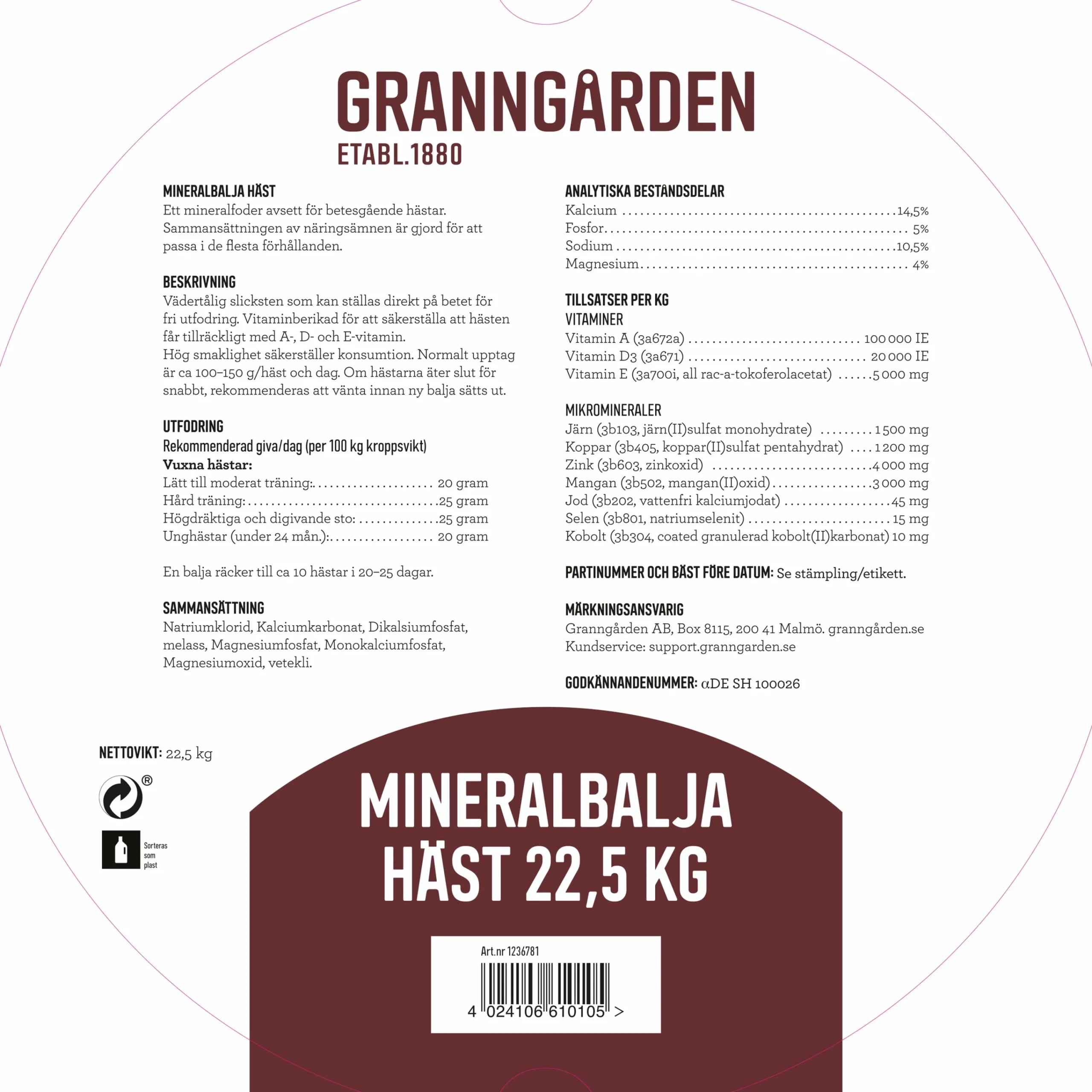 Mineralbalja Häst 22,5kg>Granngården Outlet