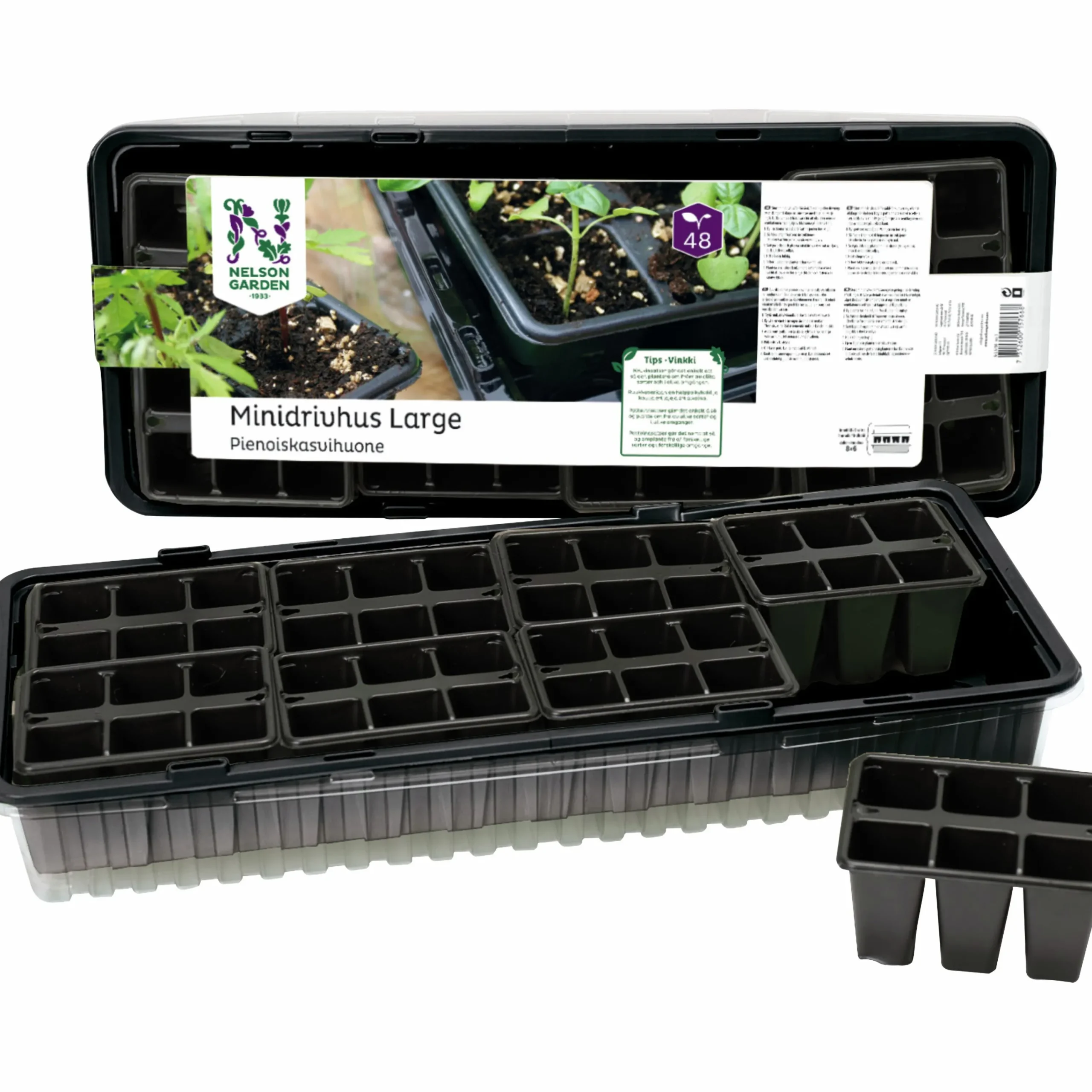 Minidrivhus L inkl 8x6st krukceller 57x24cm>Nelson Garden Online