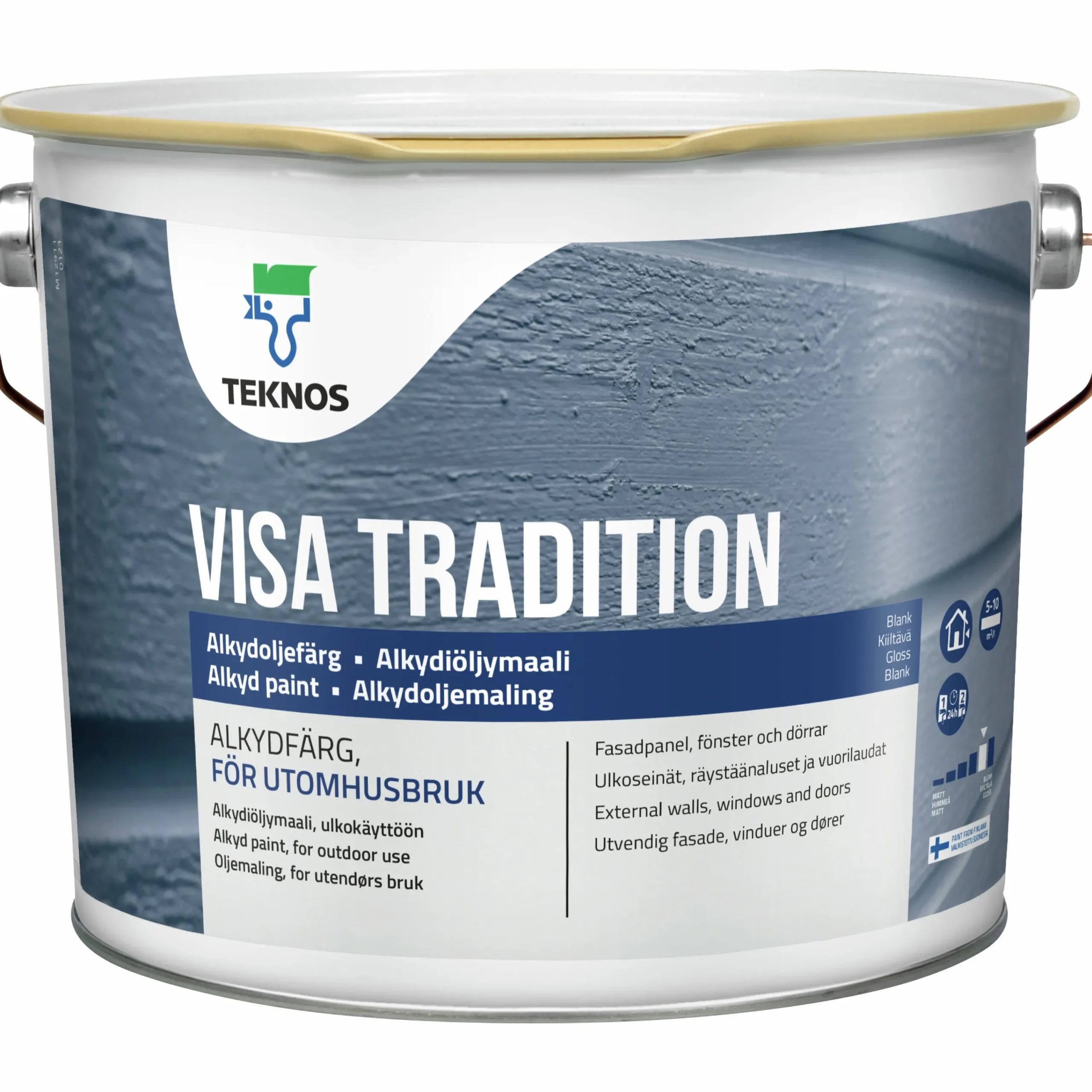 Målarfärg Visa Tradition vit Utomhus 3L>Teknos Discount