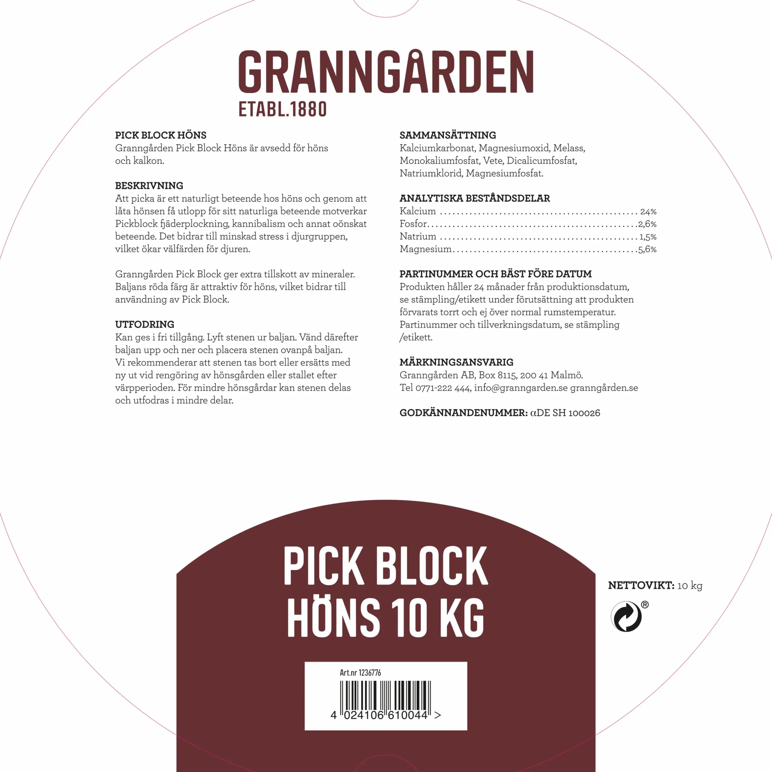 Pick Block Höns 10kg>Granngården