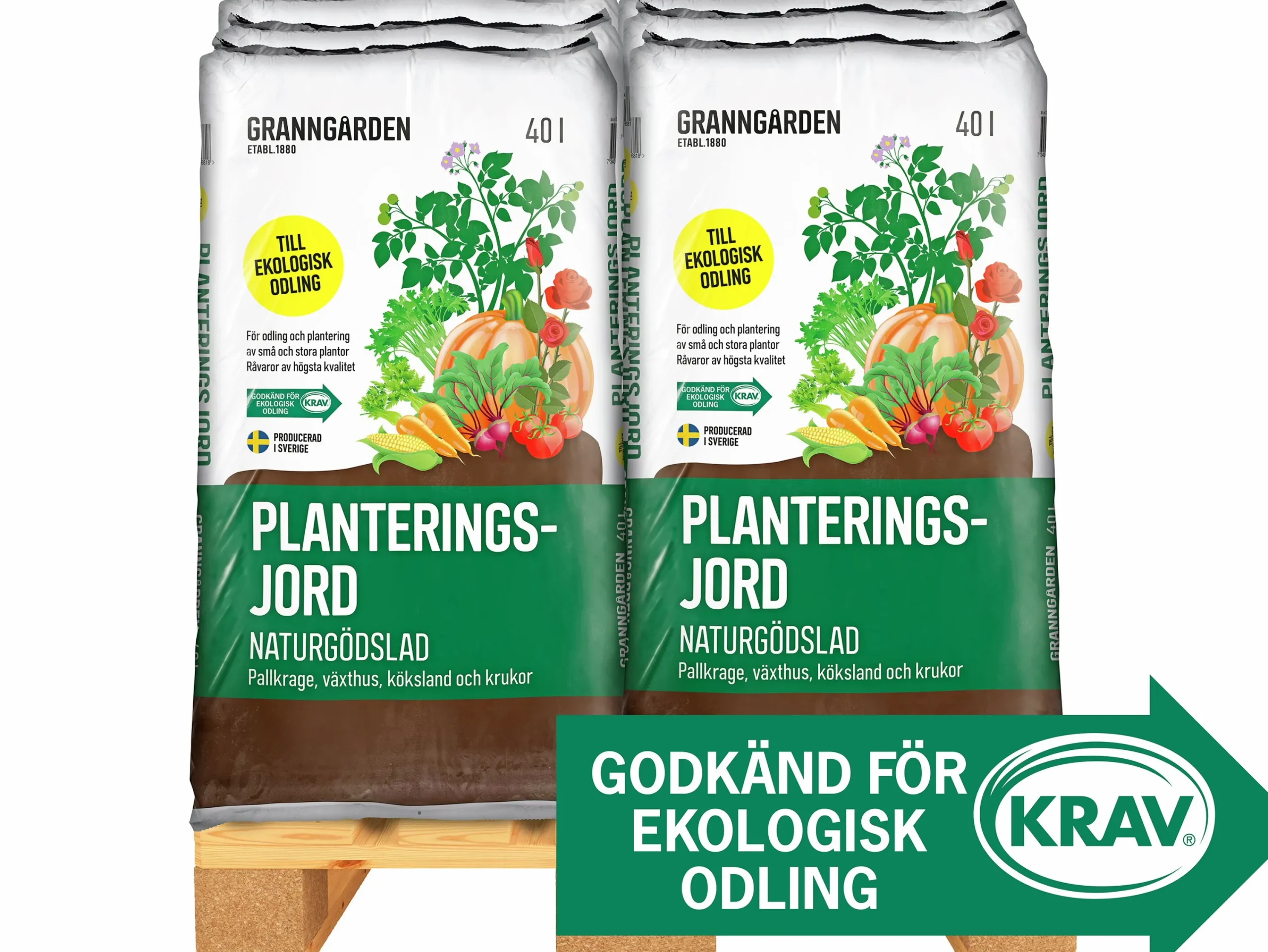 Planteringsjord Naturgödsel KRAV Pall 51x40L>Granngården Best