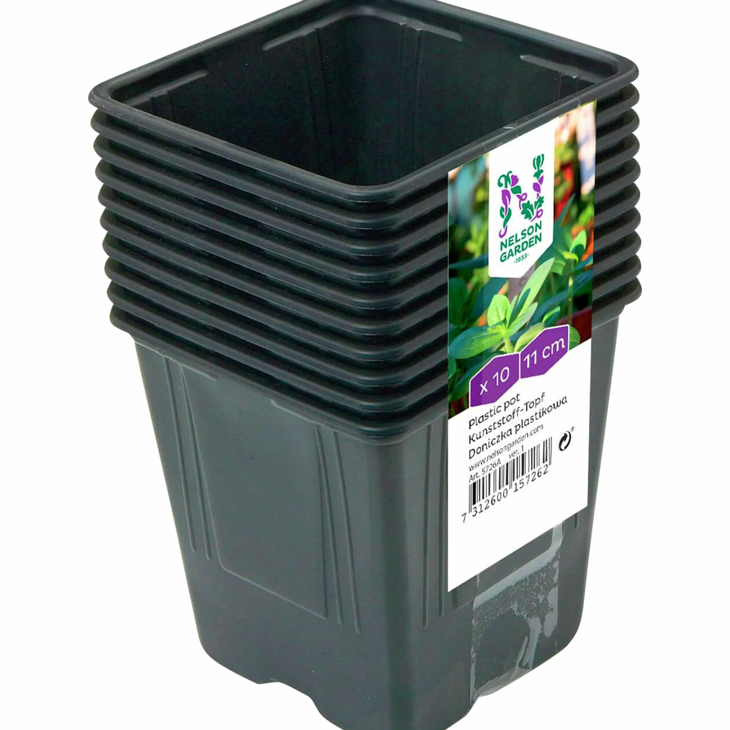 Plastkruka Fyrkantig 11cm 10-p>Nelson Garden