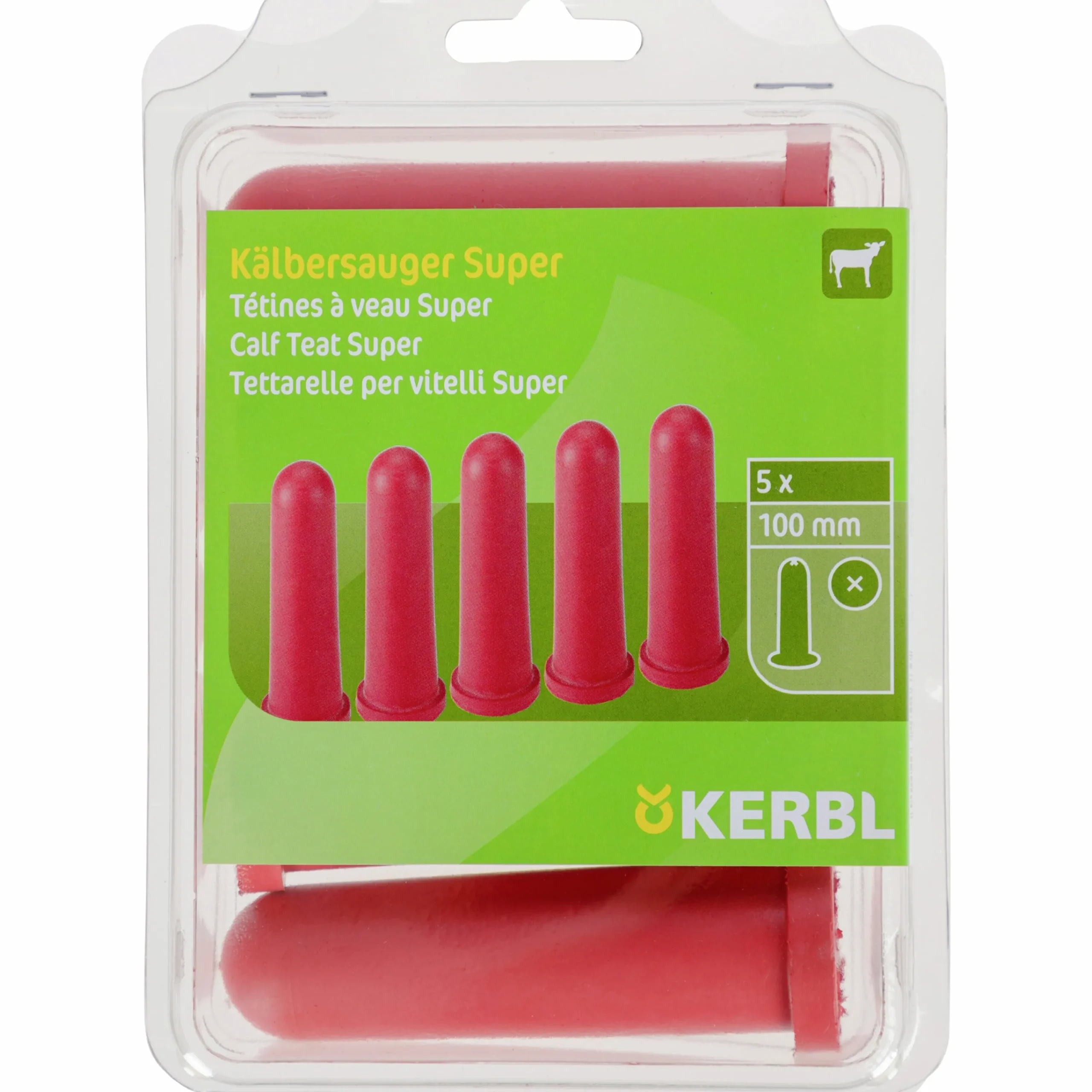 Reservnapp till kalvbar och kalvnappflaska 100mm 5-p>Kerbl