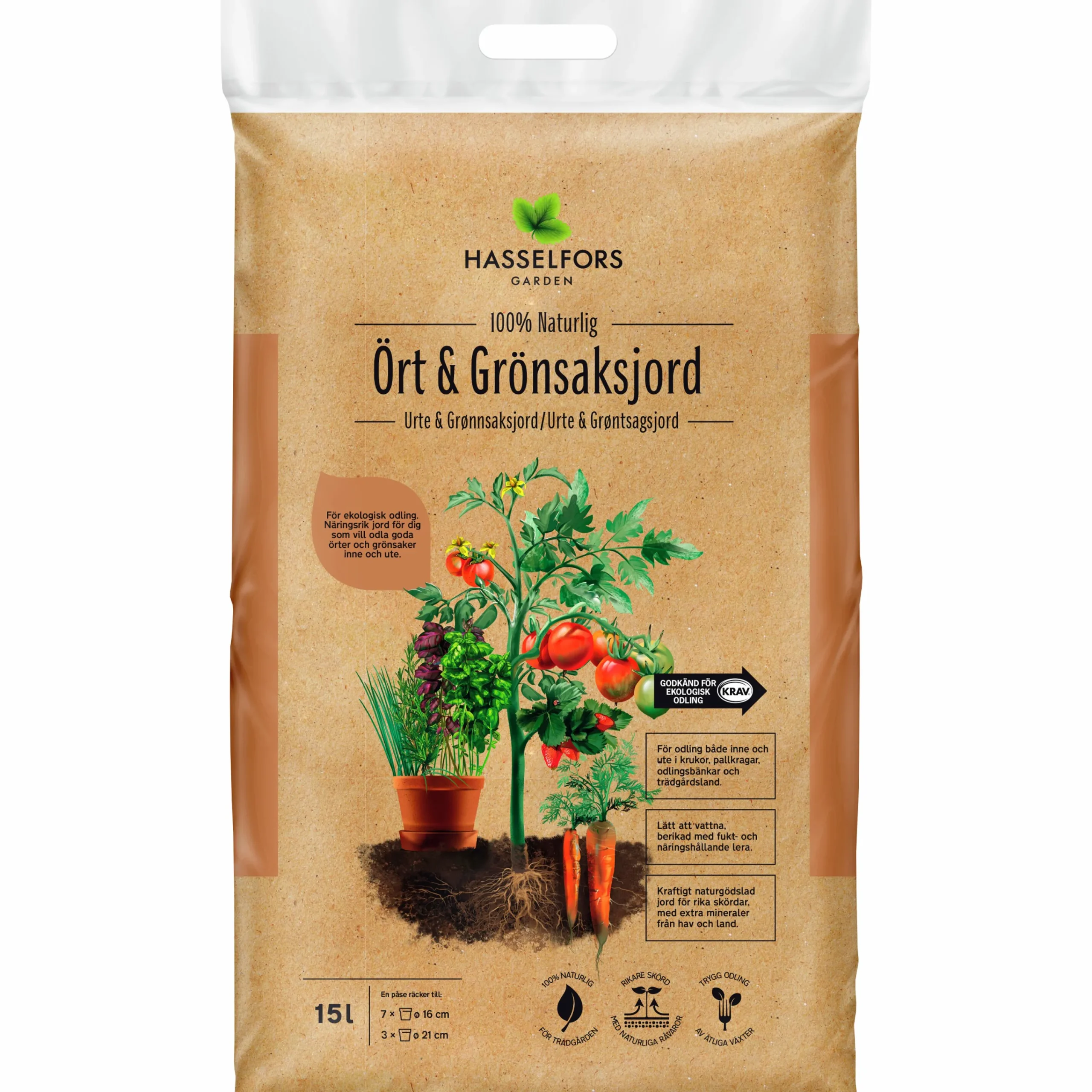 Örtjord & Grönsaksjord Hasselfors KRAV 15L>Hasselfors Garden Discount