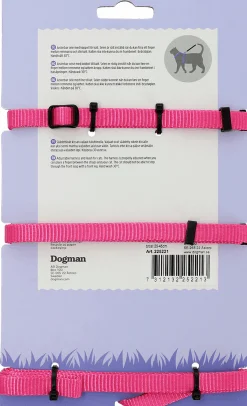 Sele med koppel Findus Rosa>Dogman New