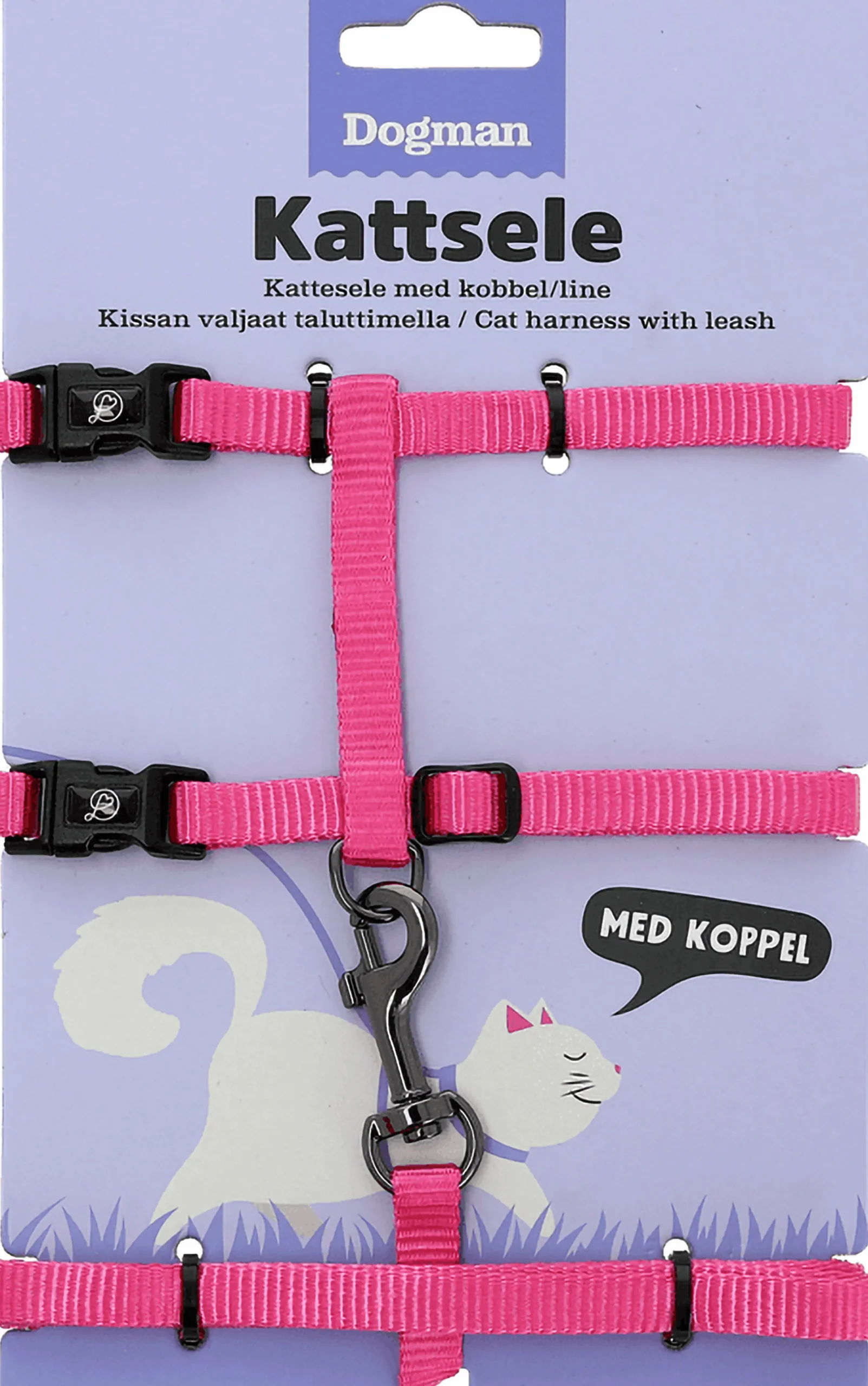 Sele med koppel Findus Rosa>Dogman New