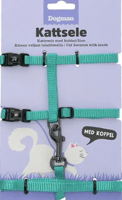 Sele med koppel Findus Turkos>Dogman New