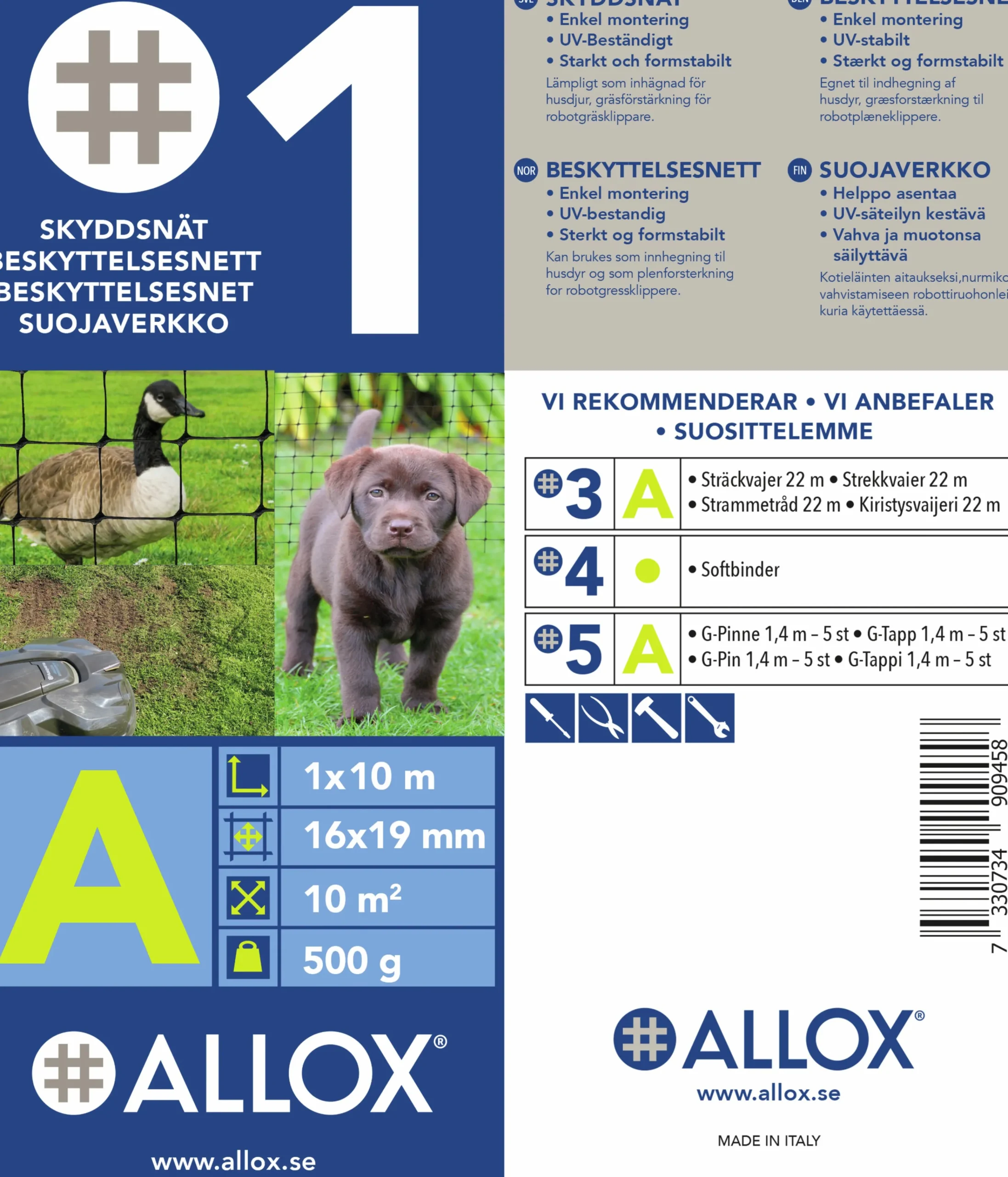 Skyddsnät 1A Svart 1x10m>Allox New