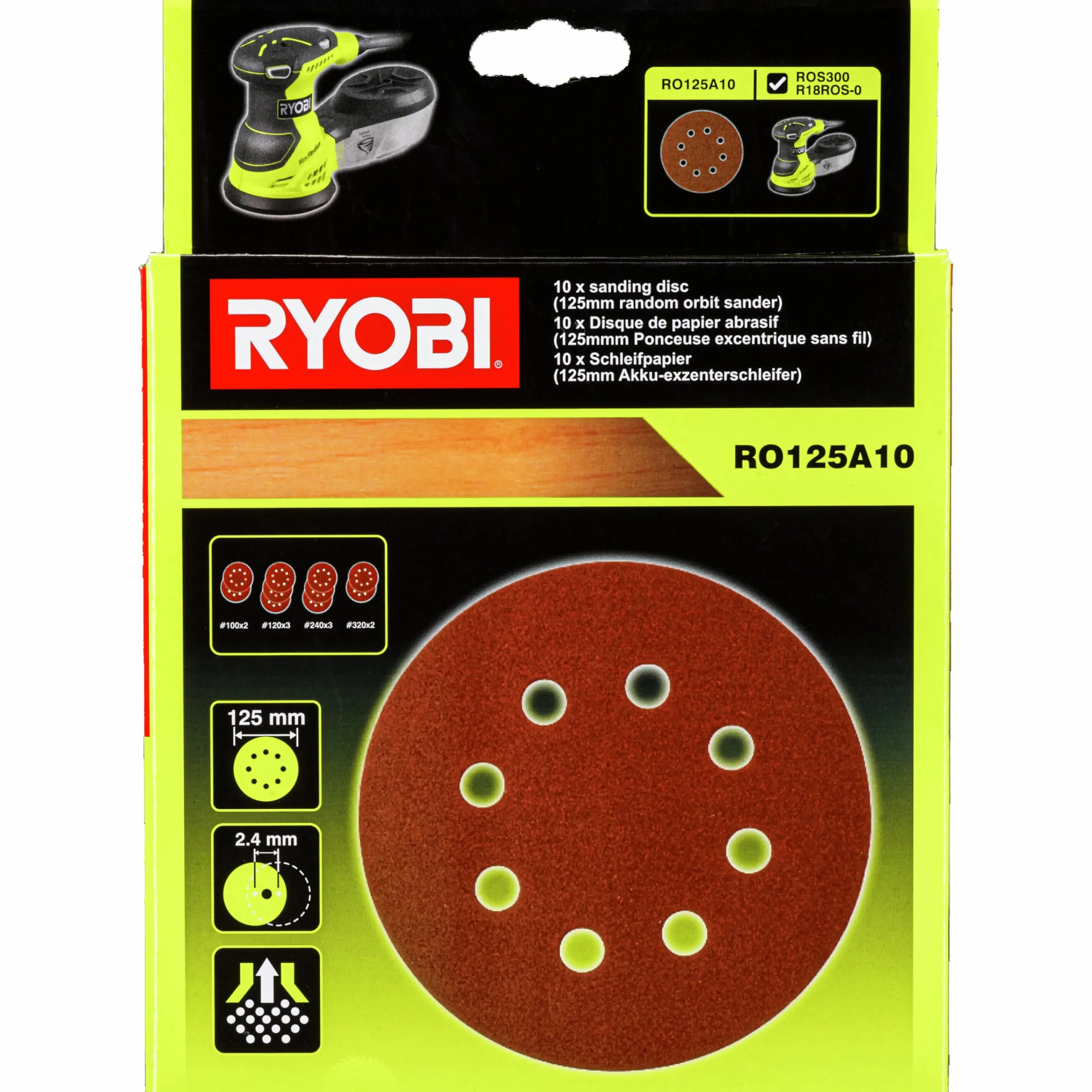 Slippapper RO125A10 Excenterslip 10-p>Ryobi Discount
