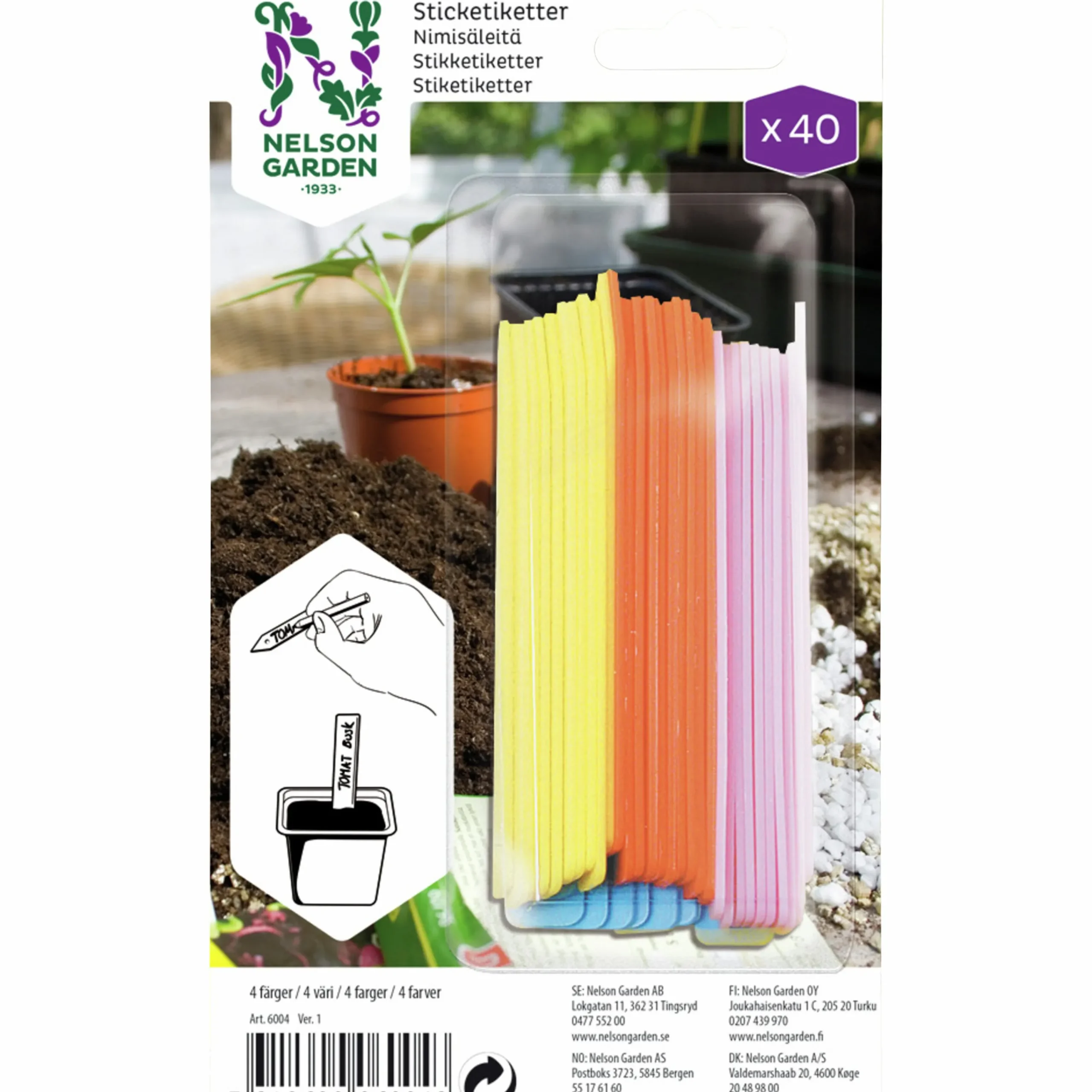 Sticketiketter Plast 10cm 40-p>Nelson Garden Sale