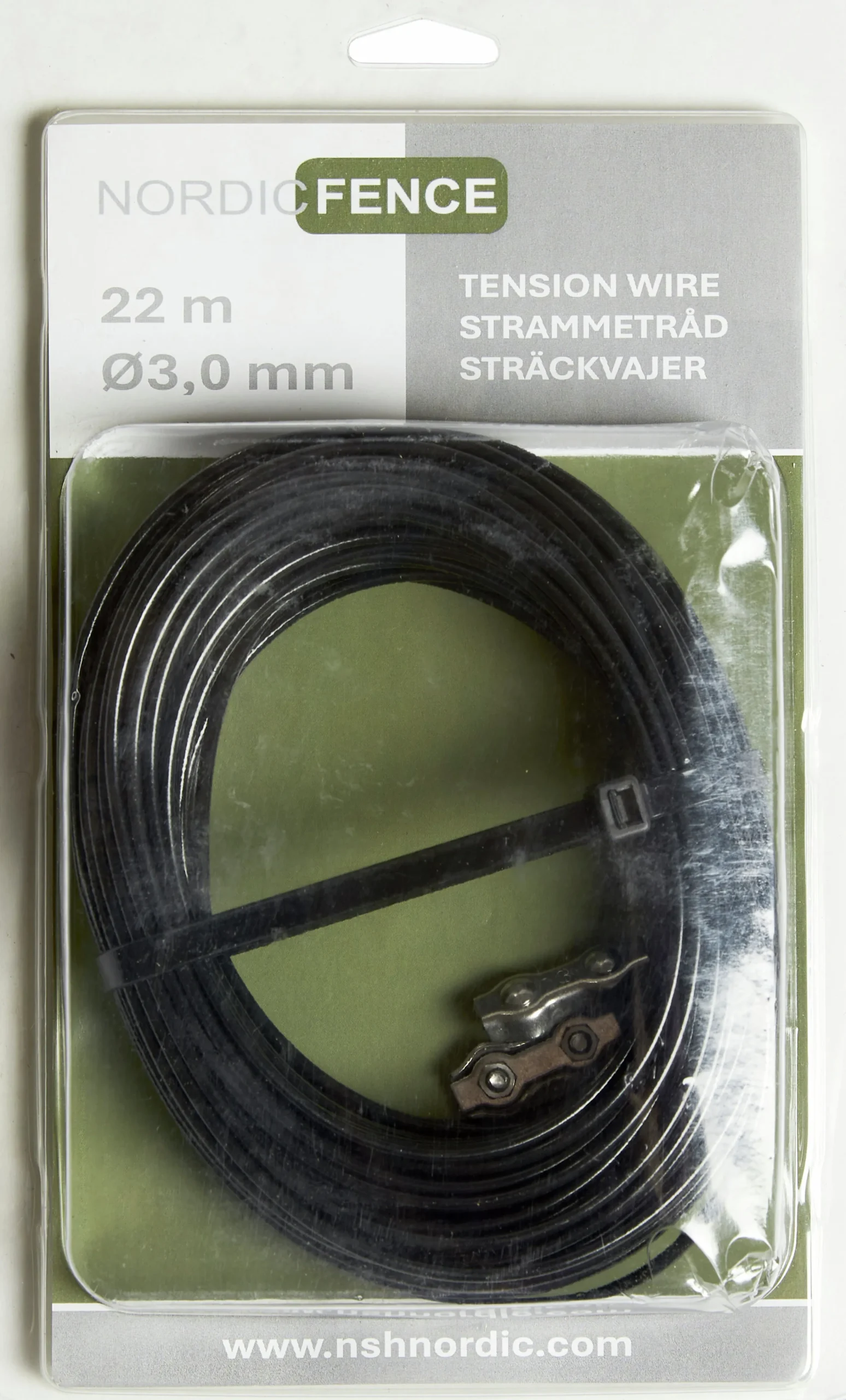 Sträckvajer med lås svart Ø3mmx22m>Nordic Fence