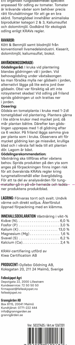 Tomatgödsel KRAV 900g>Granngården Online