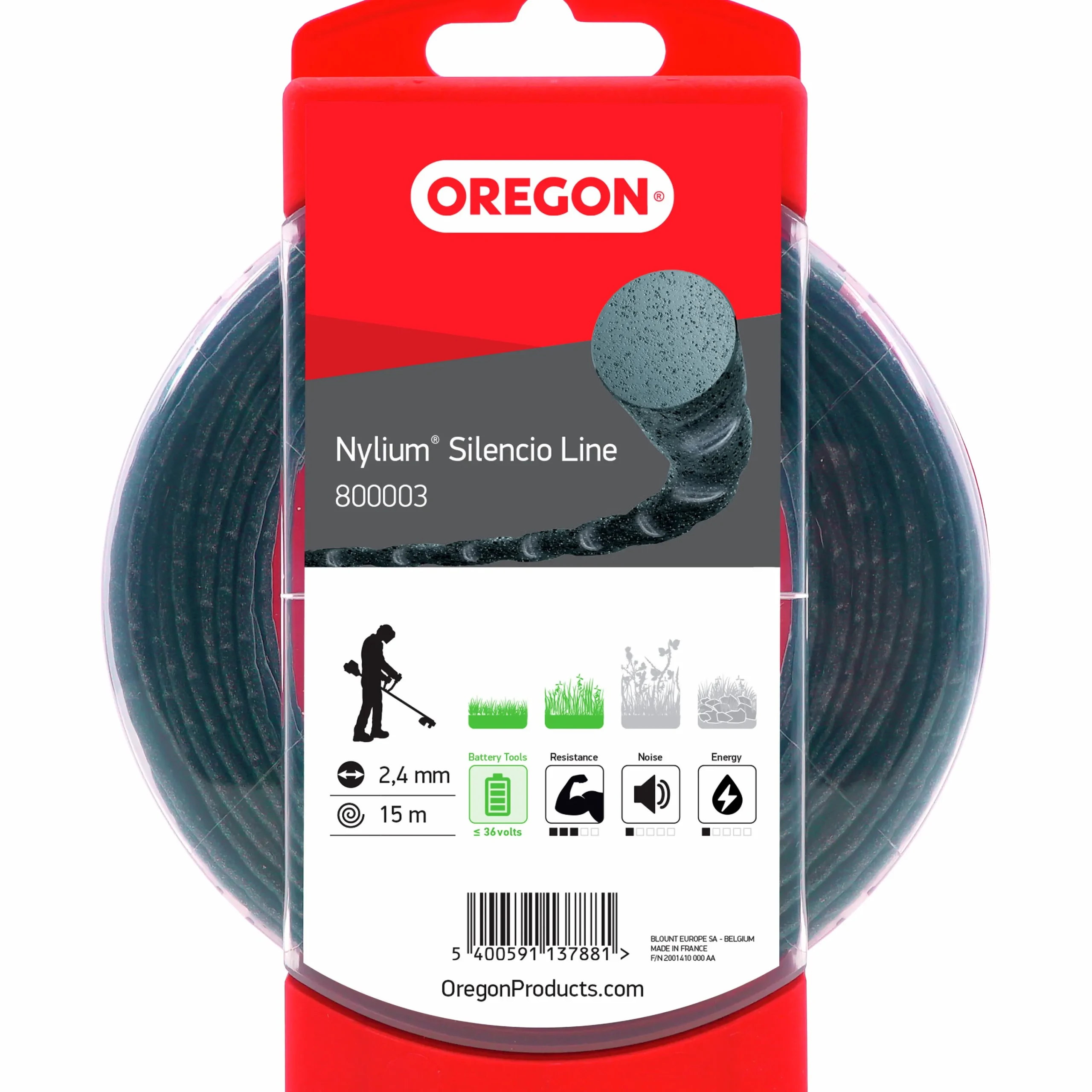 Trimmertråd Nylium Silencio Ø2,4mmx15m>Oregon Best