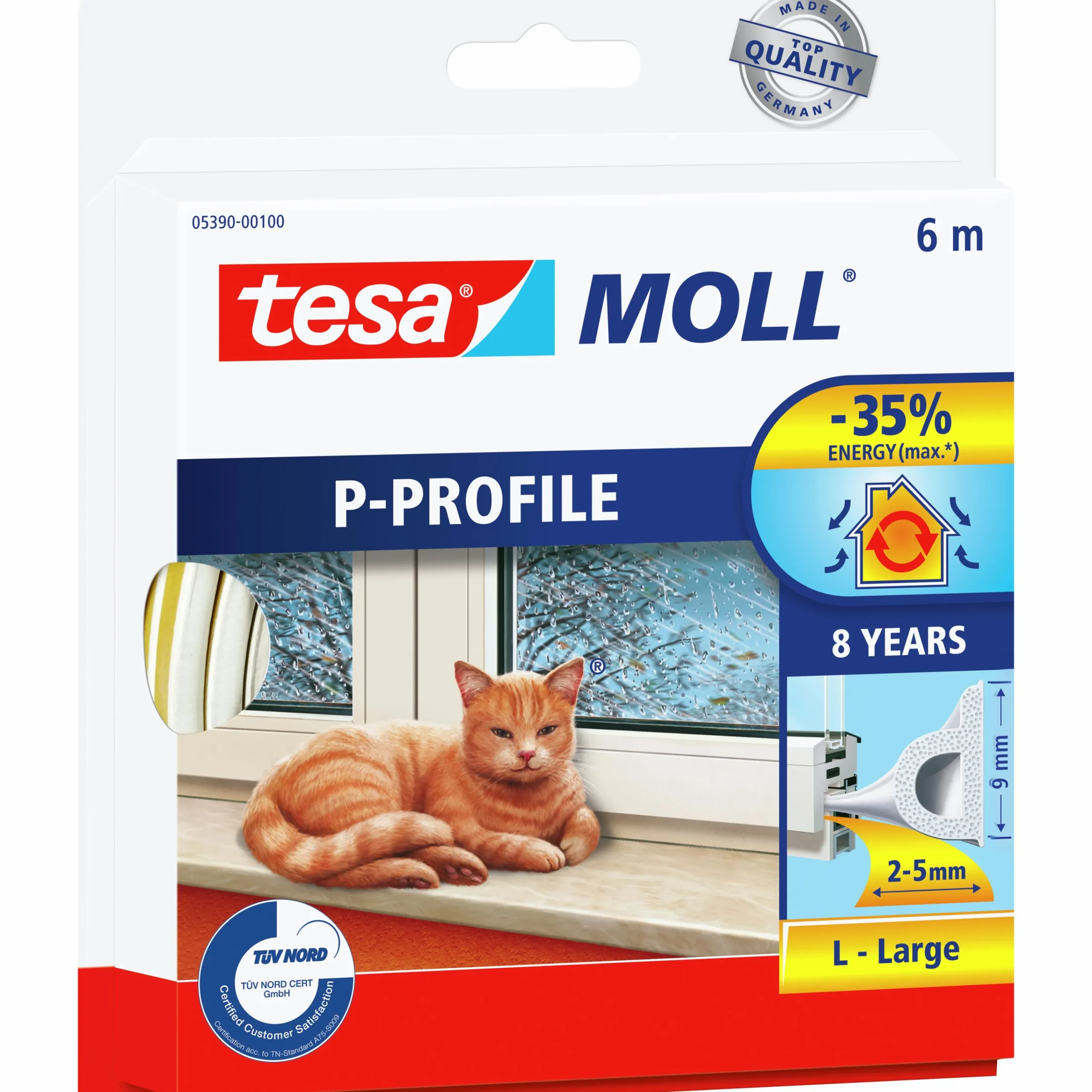 Tätningslist P-list vit 6m>Tesa Best