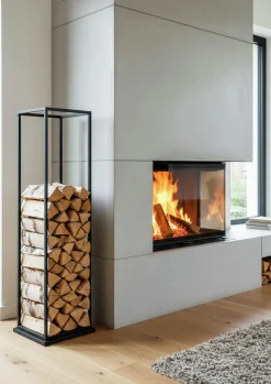Vedstaplare med bottenplatta svart 112cm>Vastbo Best