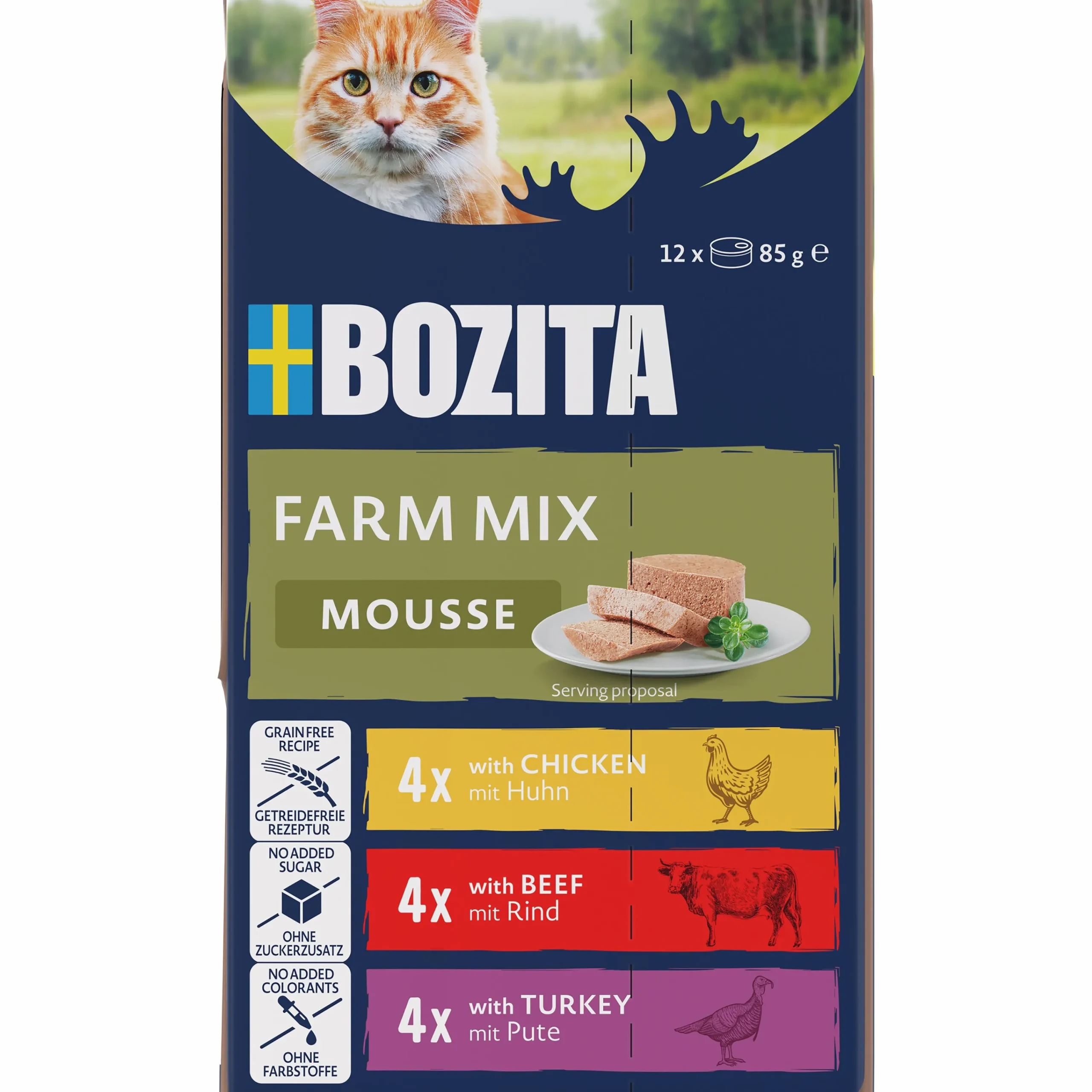 Våtfoder Menybox Mousse Farm Mix 12x85g>Bozita