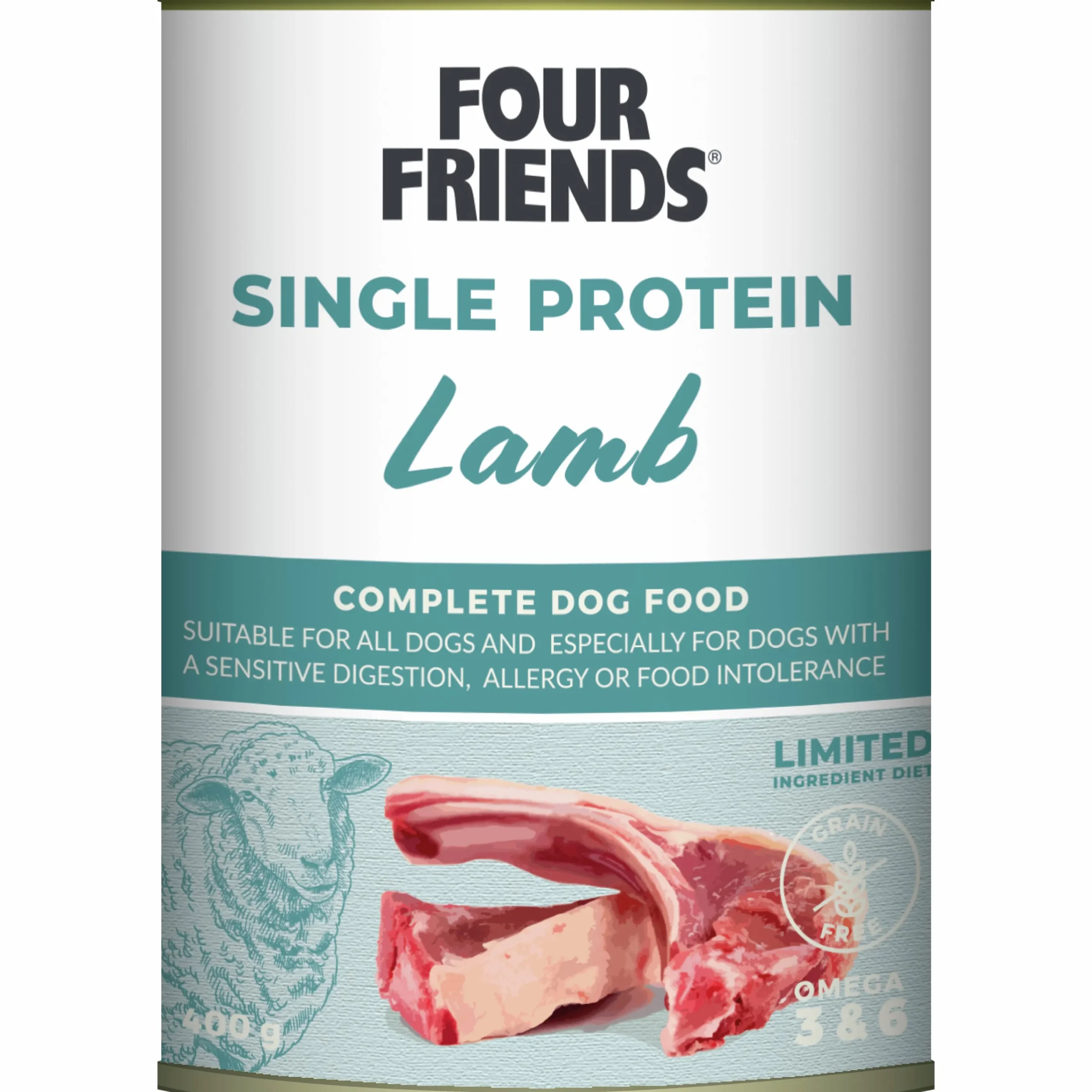Våtfoder Four Friends Single Protein Lamb 400g>FourFriends Sale
