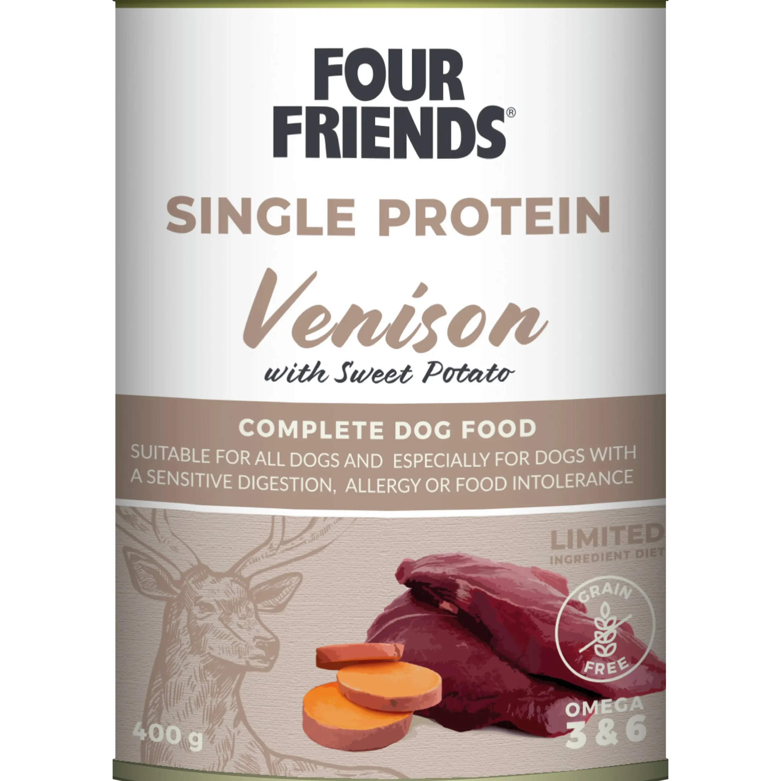 Våtfoder Four Friends Single Protein Vilt/Sötpotatis 400g>FourFriends Clearance