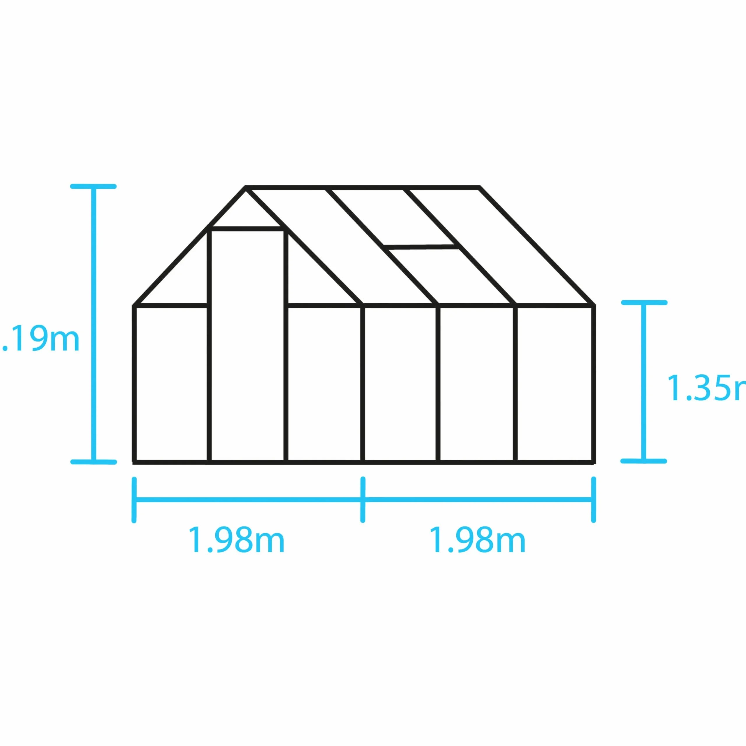 Växthus+Sockel Qube 66 Svart 3,9m2>Halls Outlet
