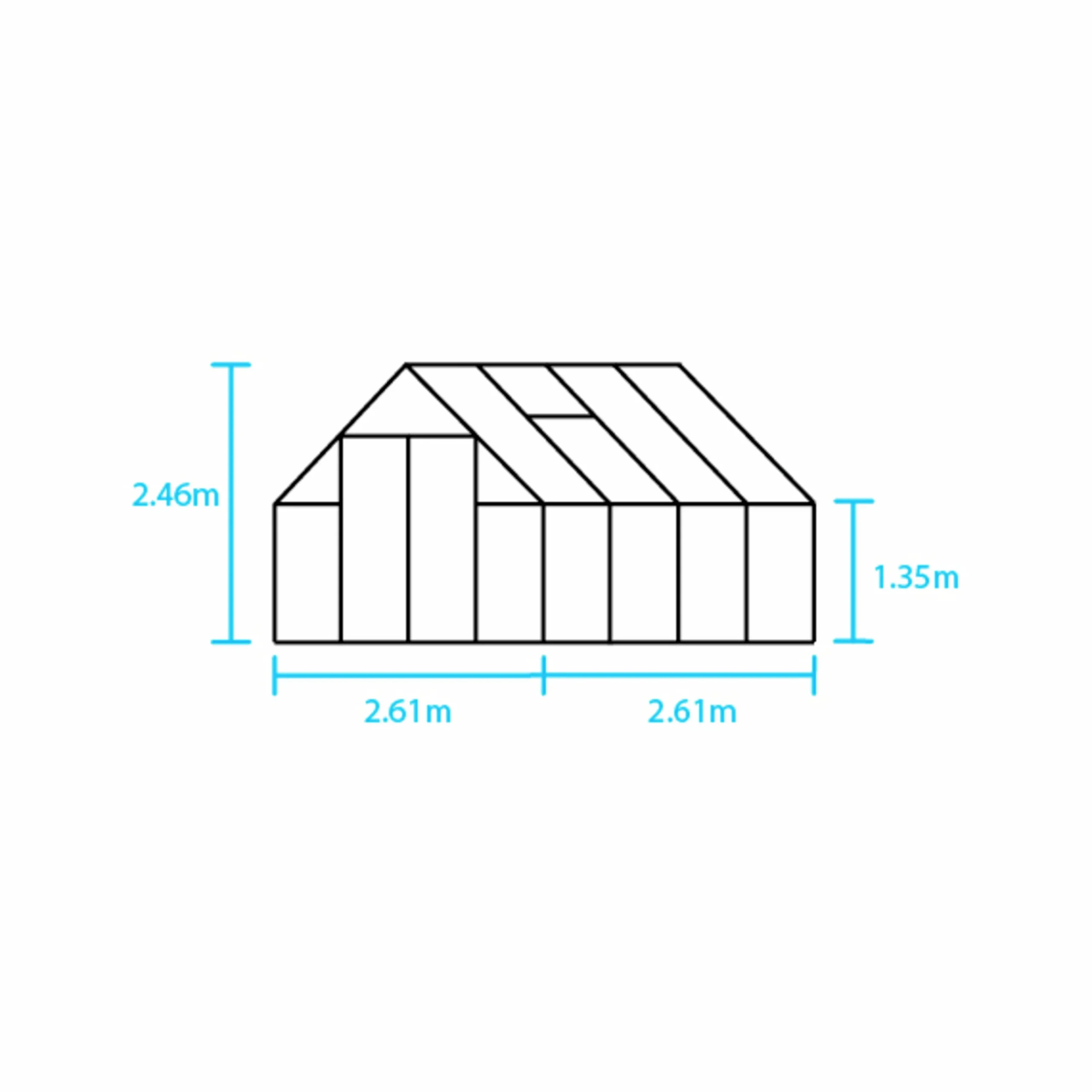 Växthus+Sockel Qube+ 88 Svart 6,6m²>Halls Online