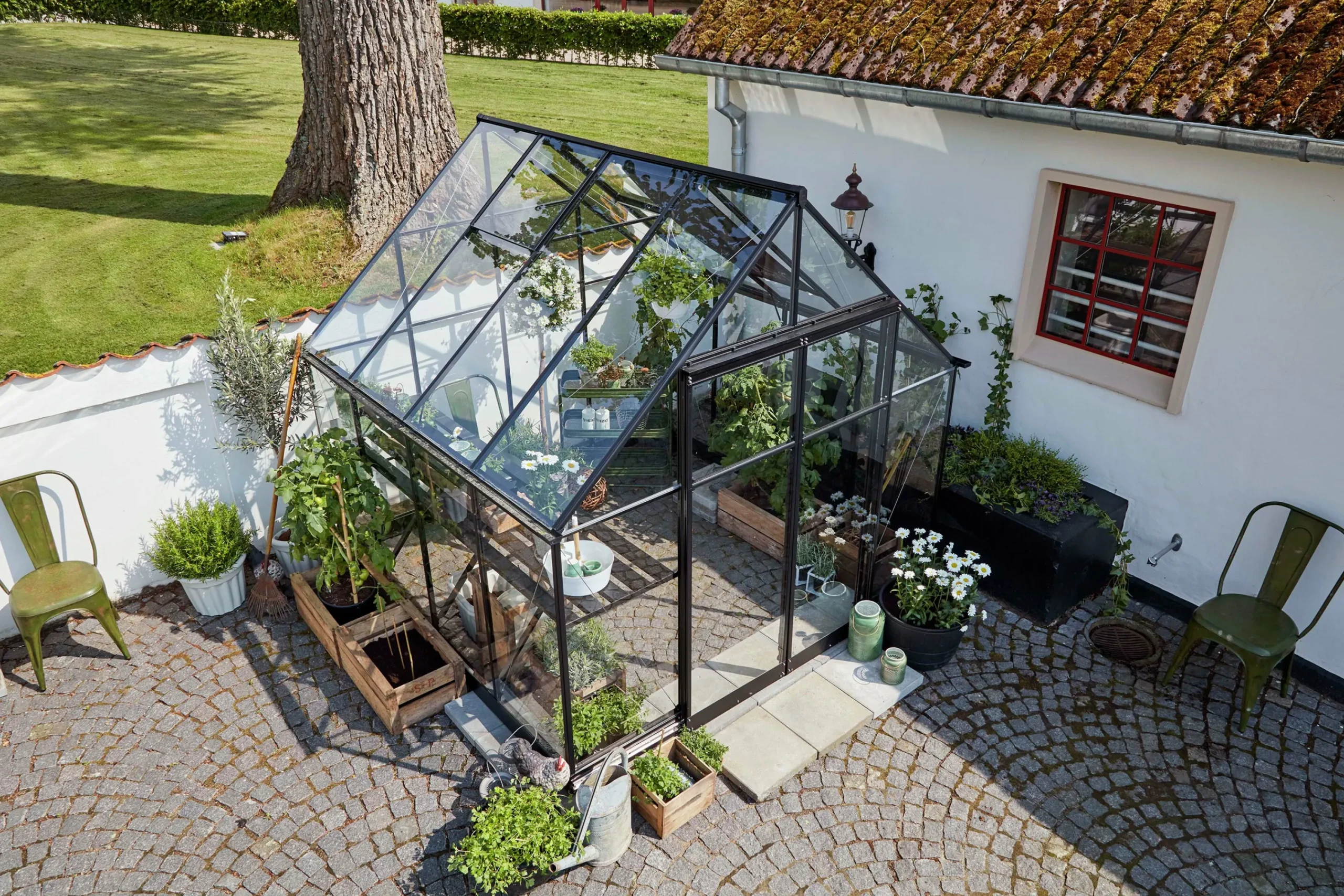 Växthus+Sockel Qube+ 88 Svart 6,6m²>Halls Online