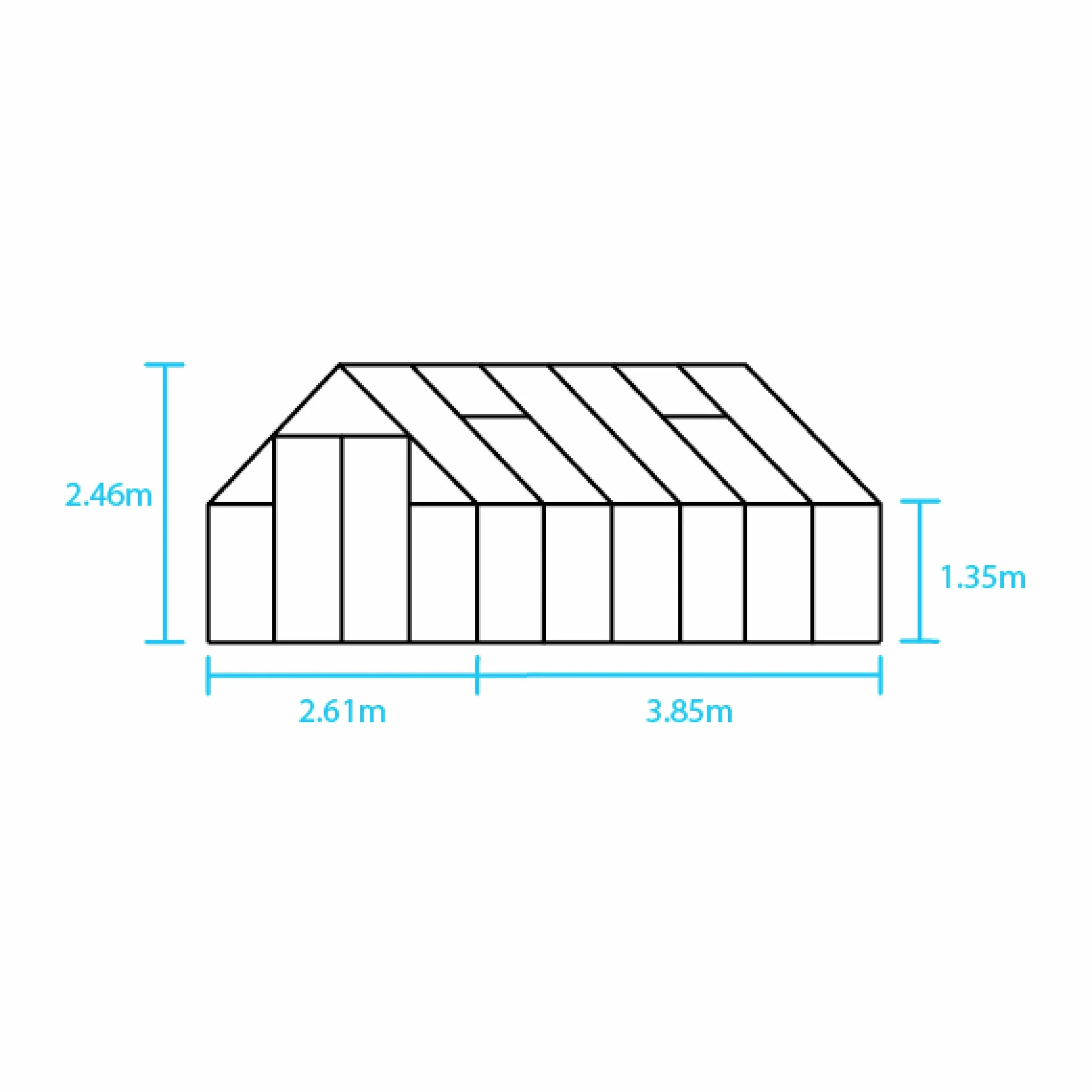 Växthus+Sockel Qube+ 812 Svart 9,9m²>Halls