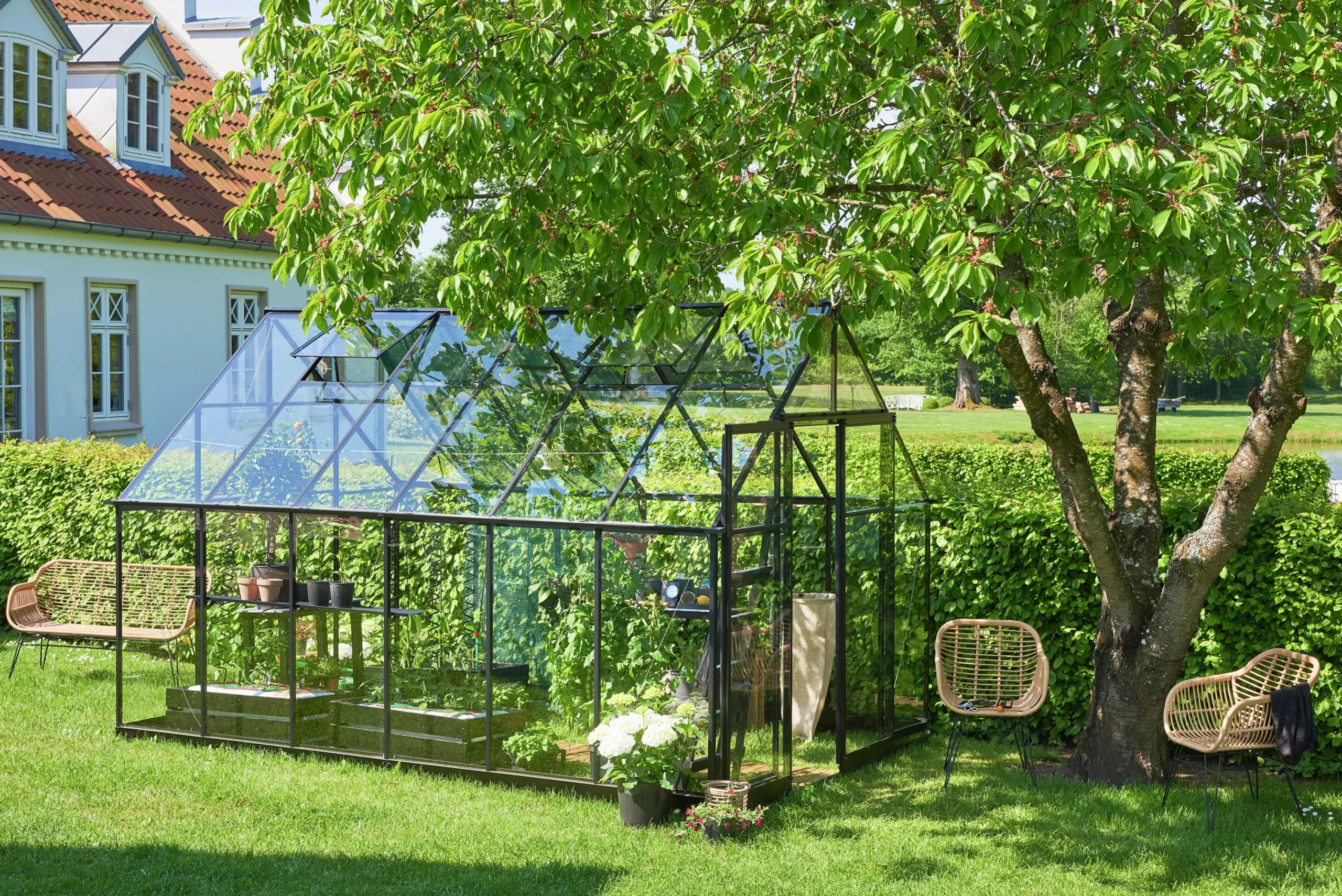 Växthus+Sockel Qube+ 812 Svart 9,9m²>Halls