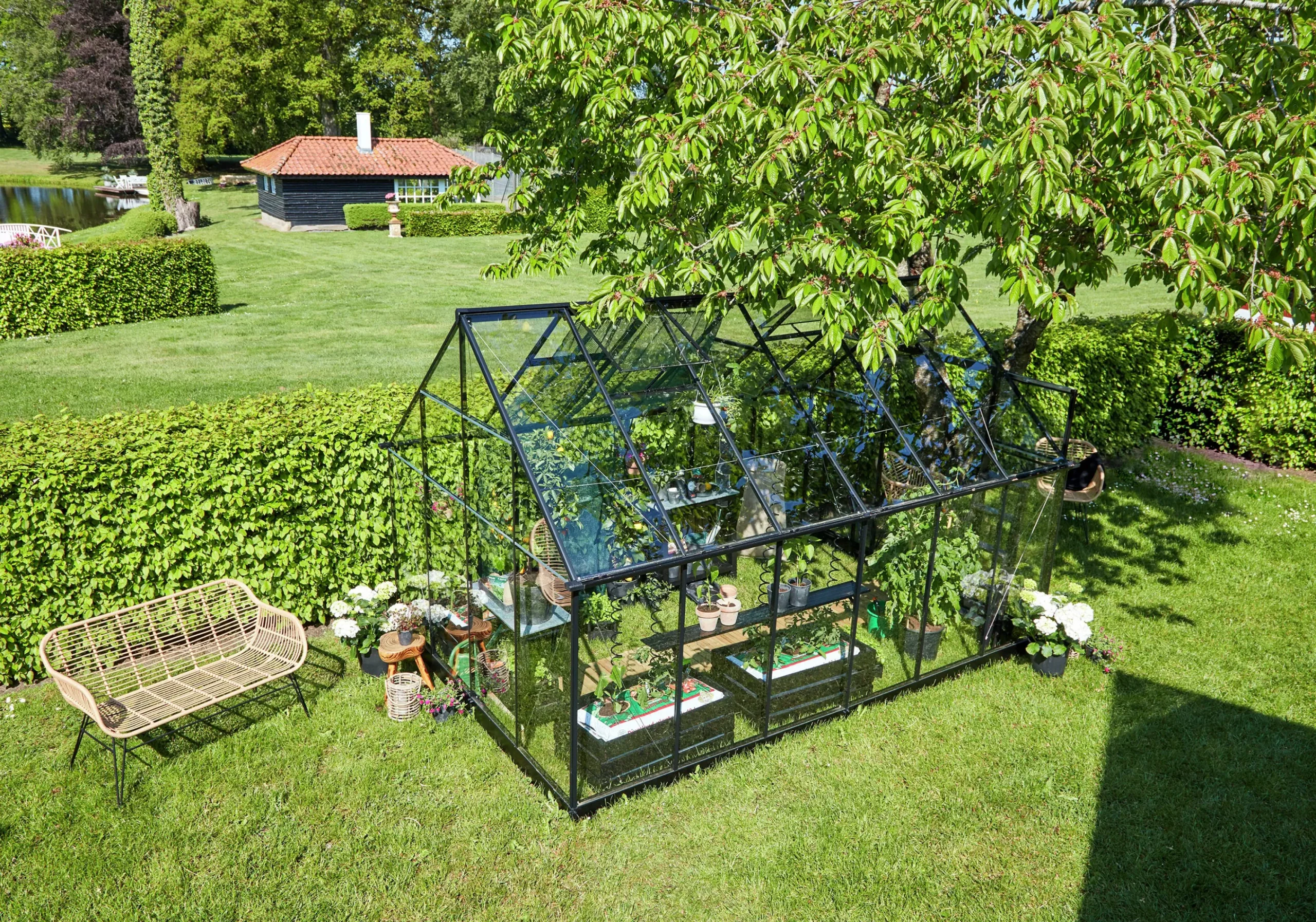 Växthus+Sockel Qube+ 812 Svart 9,9m²>Halls