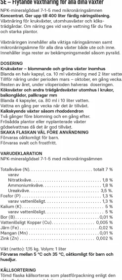 Växtnäring Flytande 1L>Granngården Online